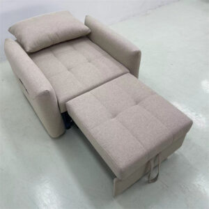 Versatile Beige Sofa Bed Easy to Transform Soft Fabric for Living Room Guest Room 640A