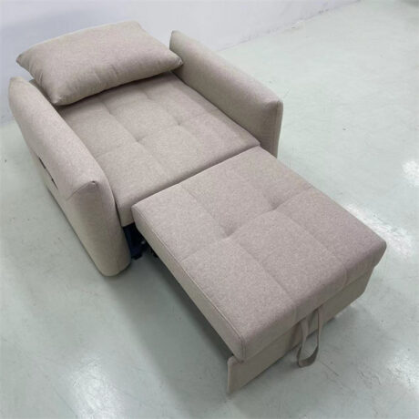 Versatile Beige Sofa Bed Easy to Transform Soft Fabric for Living Room Guest Room 640A