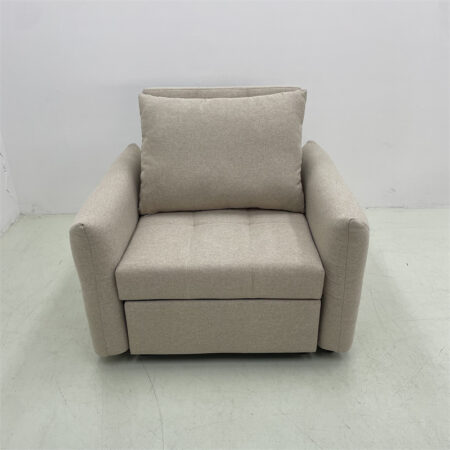 Versatile Beige Sofa Bed Easy to Transform Soft Fabric for Living Room Guest Room 640A