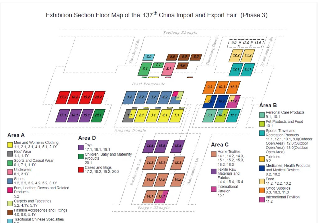 Exhibition Section Floor Map of the 137 t China lmport and Export Fair (Phase 3)