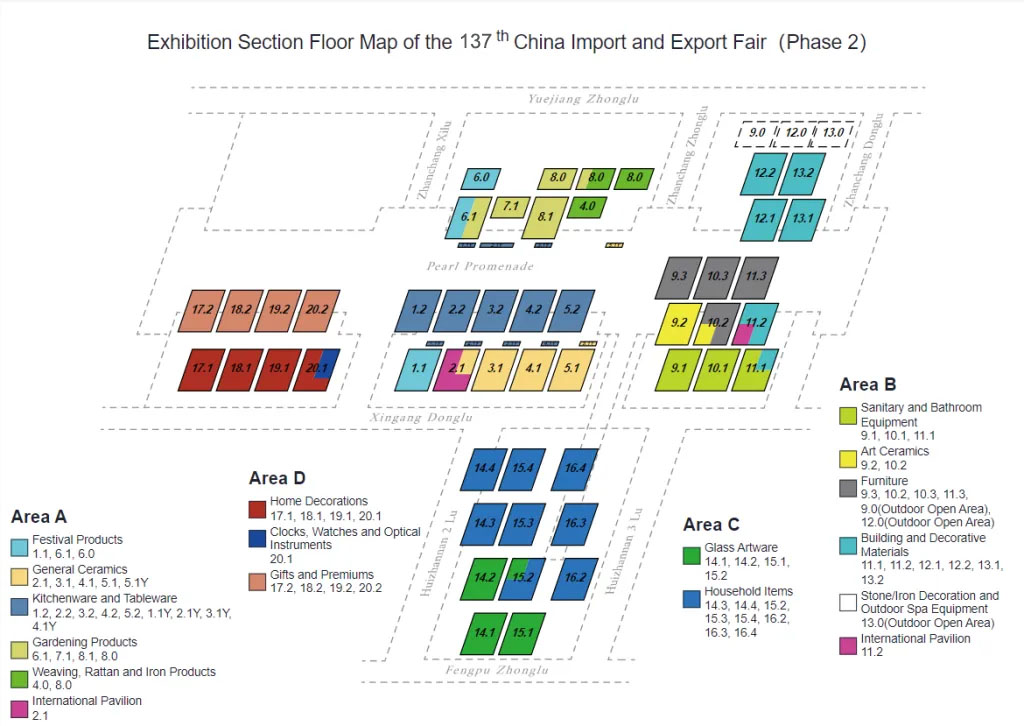 Canton Fair in 2025-Exhibition Section Floor Map of the 137 th China lmport and Export Fair (Phase 2)