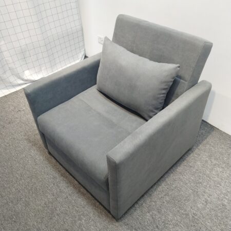 Light Gray Flannel Office Sleeper Chair Reclining Backrest Sofa Hide a Bed 7279